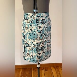 Blue Floral Pencil Skirt